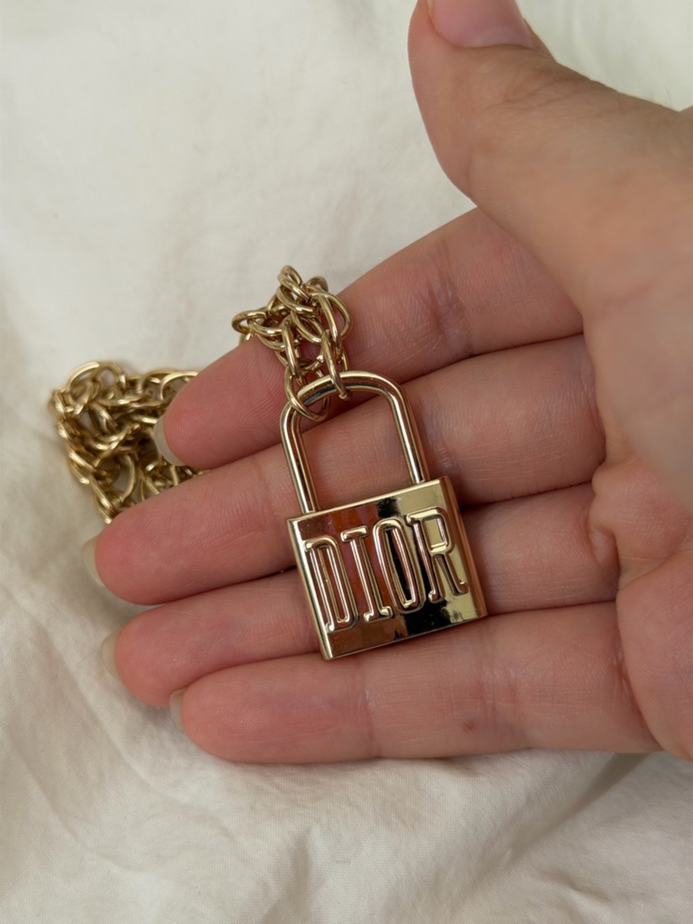 Dior Gold-tone Padlock Logo Necklace - Picture 4 of 15